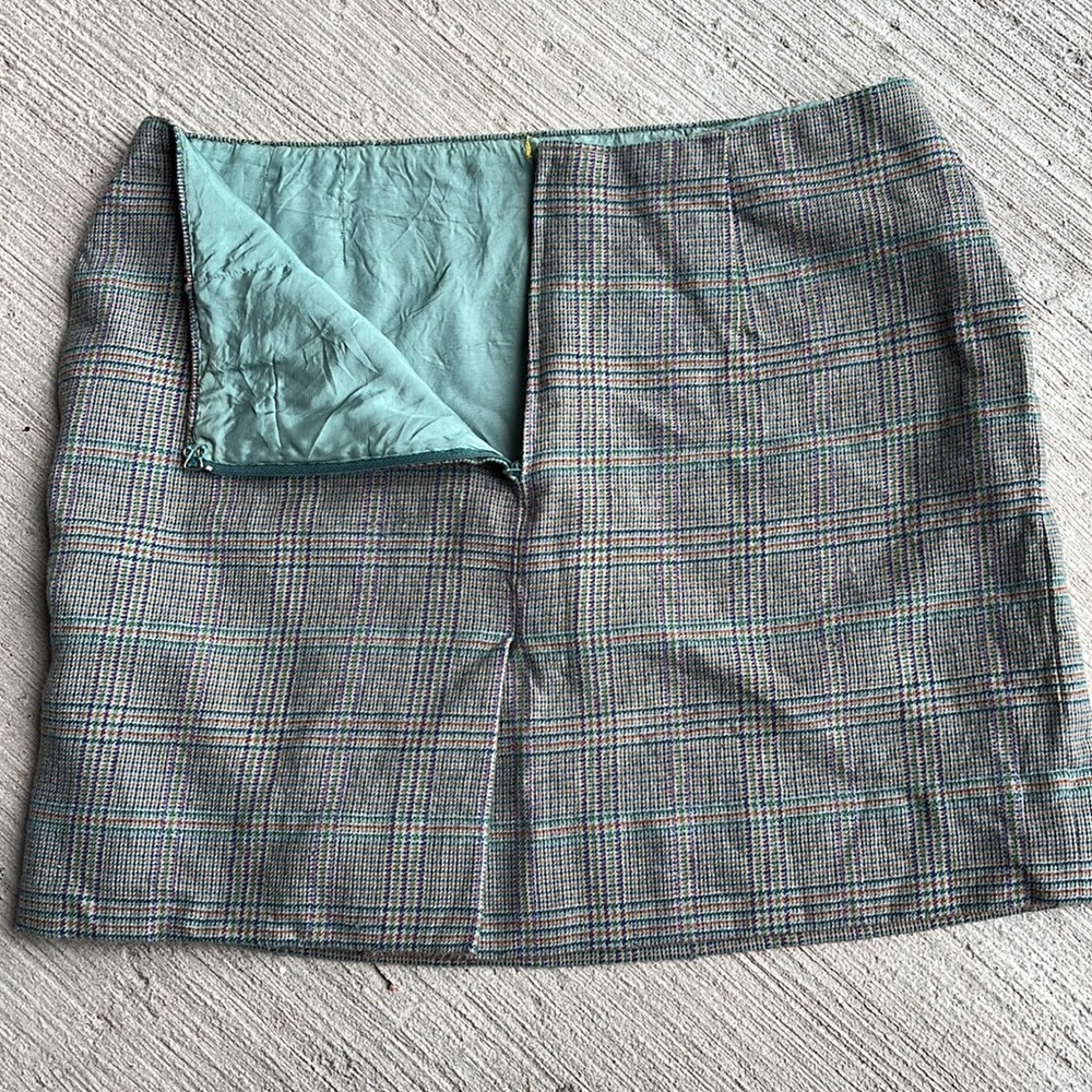 Cute handmade wool plaid mini skirt